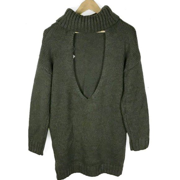 ASOS Open Back Knitted Roll Neck Green Sweater - Picture 6 of 10